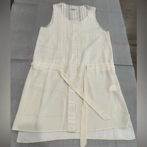 [8]RAG&BONE Intermix Dropwaist Button Sleeveless Shift Dress Belt Silk Blend